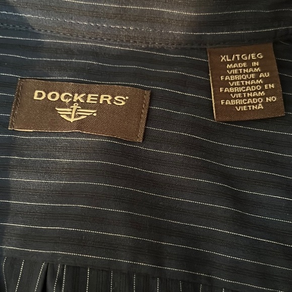 Dockers Men's Blue White Stripe Button Down Long Sleeve Shirt Size XL New w Tags - Picture 5 of 6